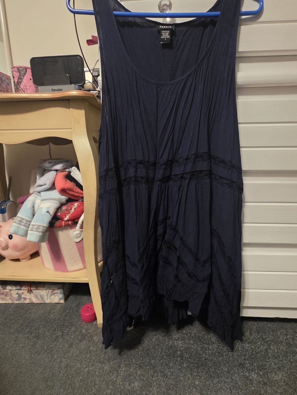 Torrid Navy Sleeveless Tiered Dress